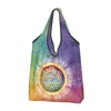 Сумки для покупок на заказ «Цветок жизни в лотосе Мандала» Женская портативная сумка для покупок большой вместимости для продуктов в буддизме