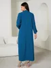 Ethnic Clothing Middle East Islamic Dubai Muslim Luxury Fashion Peacock Blue Feather Handmade Cardigan Overlay Tourism Gown