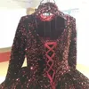 Robe De mariée robe De bal paillettes brillantes robes 3/4 manches col haut dos creux à lacets fête personnaliser Vestidos De