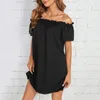 Abiti casual Abito per le donne Vacanza al mare Nero con spalle scoperte Manica corta Mini Boho Autunno Vestidos De Fiesta