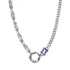Chaînes 1 pièces couleur argent collier violet et noir cristal tour de cou Punk Style accessoires personnalité bijoux pour doux