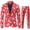 Men's Suits Blazers Red Printed Twopiece Christmas Suit Jacket Pants Stylish Male Blazer Coat with Trousers Black Green Blue S4XL 231124
