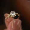 Cluster Ringe 925 Stempel Silber Farbe Opal Ring für Frauen Mädchen Geflochtene Hohl Luxus Klassische Romantische Schmuck Verlobung Geschenk Drop