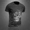 Men's T Shirts Summer American Wash Short Sleeve Men's Skull Heavy Weight High Quality