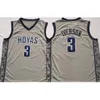 Uomo 3 Allen Iverson Custom Georgetown Hoyas maglie universitarie blu grigio personalizza pallacanestro universitario indossa maglia cucita per adulti