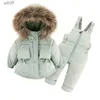 Manteau d'hiver en duvet pour enfants, ensemble de vêtements -30 degrés, veste en duvet, combinaison pour bébé garçon, Parka en vraie fourrure, fille, combinaison de neige épaisse et chaude 231125