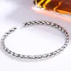Bangle Vintage Punk Thai Silver Color for Women mode Simple Twist Woven Geometric Wrist smycken Party Gift