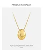Collane con pendente LILIFLOR Alta qualità 18 carati placcato oro gioielli in acciaio inossidabile catena di perle quadrate lucido ovale cavo P213266