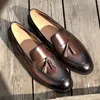 Dress Shoes Mens Formal Genuine Leather Oxford For Men Dressing Wedding Brogues Office Slip On Male 2023