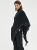 Bufandas 2023 Moda Elegante Mujer Bufanda Invierno Retro Rayas Borla Jersey Poncho Cálido Capa Para Mujer Pashmina Wrap Shawl