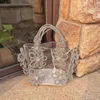 2023 neue Transparente Diamant Französisch Fee Tasche Super Flash Wasser Diamant Seil Blume Wasser Eimer Gemüse Korb Handtasche