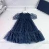 designer girls tutu dress princess dress girls mesh dresses short puff sleeve skirts luxury pleated dresses for girls 2023 children pleated skirts 110-160cm