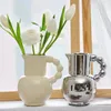 Vases Nordic Cream Handle Style Milk Pot Ceramic Flowerpot Creative Home Flower Decoration for Living Bedroom el Desktop 230425