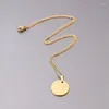 Chains 1pc Stamp Round Spot Cell Stainless Steel Pendant Necklace Golden Women Fashion Party Jewelry