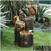 Objets décoratifs Figurines Ornements de résine de fontaine d'eau de jardin solaire extérieur avec lumières LED Statue d'animal pour la cour de la maison Jardi Otbvx