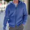 Мужские куртки Мужские топы 2023 Корейский стиль Мужской вязаный свитер с капюшоном Повседневная уличная одежда Мужская толстовка с двойной молнией и длинным рукавом