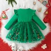 Flickor klänningar baby julklänning för tecknad film jultomten claus festival party glada kläder xmas 231124