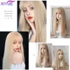 Synthetic Wigs XIYUE Long Natural Wavy Platinum Blonde With Bangs Cosplay Party Lolita for Women Heat Resistant Fiber 230425