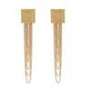 Stud Fashion Sier Gold Black Gun Link Łańcuch Tassel Drop Kolczyki dla kobiet Boho Party Biżuteria dostawa OTFSU