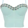 Kvinnors tankar mesh camisole 2023 vår sommar kvinnor rör topp paljett diamant pärlor underkläder party sexig prestanda bustier behå