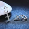 Stud Earrings All Real Moissanite Cross Shiny Gemstone Crucifix Ear Ring S925 Pure Silver Fine Jewelry Pass Diamond Test