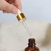 5-100ml Damlalı Şişe Amber Cam Altın Kapak Sıvı Reaktif Pipet Şişesi Göz Damlağı Konteyner Cam Parfüm PHBQA