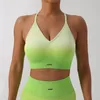 Yoga Outfit Gradiente Cor Sem Costura Calças Esporte Conjunto Mulheres Crop Top Bra Sportsuit Wear Workout Fitness Gym Roupas