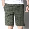 Men's Shorts Men Plaid cotton shorts Casual Beach Shorts Men balck and blue Fashion Mens Linen Shorts Summer style Brand Beach Board 230426