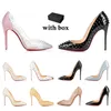 Diseñador de lujo para mujer Zapatos de vestir Luxurys Remaches Charol Moda Suela exterior Zapato Punta redonda Bombas Fiesta de bodas Mujer Zapatillas con caja