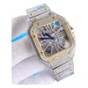 Diamond Hollow Out zegarek Męski Kwarc Ruch Watch 39,8 mm ze stalową bransoletką z diamentem