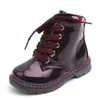 Boots 2023 Fashion Autumn Kids PU Leather Boot Spring Children's Shoes Boys Girls Anti Slip Foot Platform Child F12223