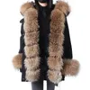 Mulheres Down Parkas 2023 Maomaokong Jaqueta de Inverno Mulheres Grande Natural Real Raccoon Fur Collar Casaco Feminino Roupas Forro Interno Removível 231124