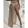 Dames zwemkleding kleur haak rok strand sjaal cover-ups voor vrouwen blauw zwempak coverup outfit witte wrap bikini cover-ups breien split dre