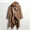 Erkek Ceketler Vintage Ponchos Erkekler Düzensiz Hırka Palto Uzun Kollu Eşarp Yaka Hal Trenç Pamuk Giyim Katı Pelerin Sokak Giyim 231124