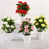 Dekorativa blommor Simulerade roskrukta växtplastmaterial Ljusa och färska idealiska för bröllopsfester Kontor Hem