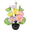 Decoratieve bloemen Garden Decoratie kunstmatige kleurrijke led vezel optische bonsai lotus lamp boeddha home decor feestelijke feestbenodigdheden