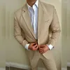Herenpakken Kaki Man Single Breasted Notched Revers Plat Normale Lengte Formele Gelegenheid Luxe 3-delig Jack Broeken Vest Bruiloft Doek