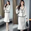 Women's Suits Blazers Spring Luxury Business Knee Length Tweed Skirt Suits for Women Jacket and Long Skirts Office Lady 2 Piece Work Wear Blazer Set 230426