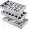 Jewelry Pouches S Velvet Display Tray Ring Earring Drawer Storage Case Stackable Exquisite Holder Portable Organizer Box