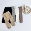 Pantaloni 2023 Autunno Inverno Infantile Ragazze A Vita Alta Pantaloni Render Bambino Peluche Ispessito Solido Pantaloni Nati Caldi Britches