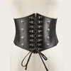 Belts Corset Faux-leather Cummerbunds Strap For Women Banquet Elastic Tight High Waist Slimming Body Shaping Girdle Belt T8DE