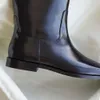 Chaussures de créateur Toteme bottes hautes automne/hiver tête de chevalier carré INS botte noire fond plat bottes au genou femme