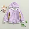 Chaquetas Chaqueta de pana para bebés pequeños Moda Bloque de color de manga larga con cremallera Abrigo con capucha para niñas Niños