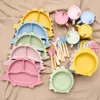 Dishes Plates A Free Baby Silicone Sucker Bowl Plate Children's Tableware Training Fork Spoon Portable Feeding Snack Cup Dining Appliance 231124