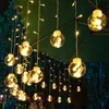 Trädgårdsdekorationer LED Solar Light Outdoor Waterproof Fairy Garland Votive Bottle Curtain String Light Christmas Party Lamp för trädgårdsdekoration 231124