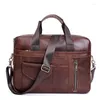 Porte-documents hommes porte-documents en cuir véritable mode affaires sacs à bandoulière 15 pouces sac à main pour ordinateur portable bureau pour homme sac fourre-tout