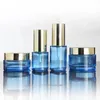 Vorratsflaschen China Lieferanten 50 Stück blaues Glasgefäß mit Schraubdeckel 50 g leere Gesichtscreme Kosmetikverpackung Gold