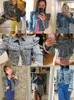 Kadın Ceketleri Mavi Kırpılmış Denim Ceketler Kadın Puf Kılıf Düğme Cepleri Vintage Palto Sonbahar Kış Sokak Giyim Yırtılmış Jean Outwear 230426