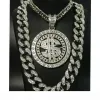 kuba kedjor hänge halsband hip hop män guld sliver halsband is ut kristall miami dollar tecknet rock hänge set bling rappare hip hop juveerly