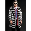 Men's Fur Faux Fur Coat Imitation Mink Midlength Roupos de inverno Zebra Print Fashion Casual 231124